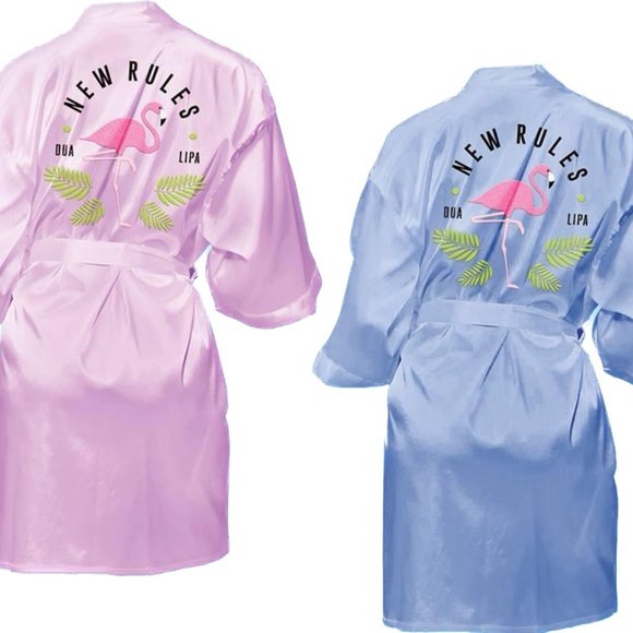 Dua Lipa New Rules Light Blue Silk Robe - Picture 2 of 3